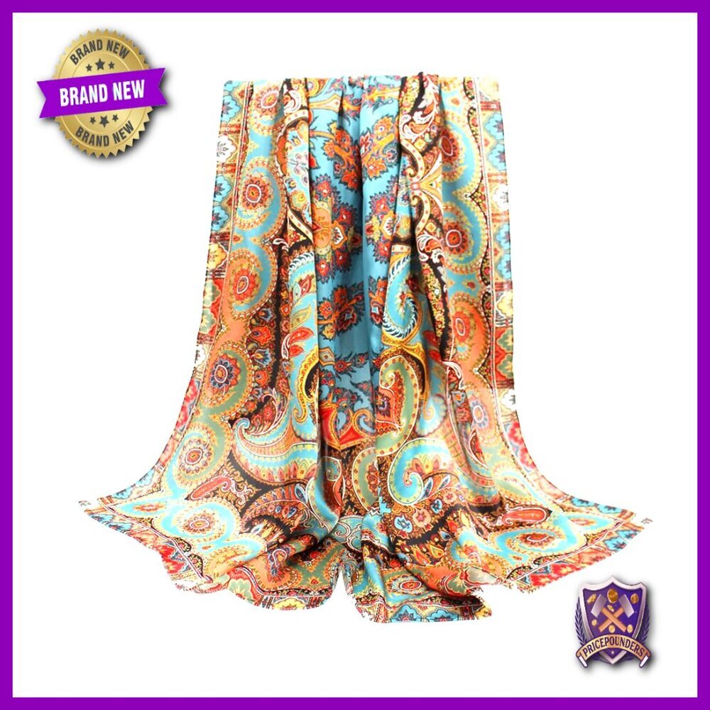 Large 43" Square Silk Scarf Shawl Head Wrap Versatile Accessory